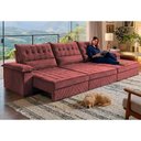 Ver imagem 1 de Sofá Retrátil e Reclinável 3,60m com Molas e Espuma D33 Thunder Velusoft Vermelho Cama Inbox