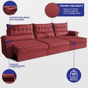 Ver imagem 2 de Sofá Retrátil e Reclinável 3,60m com Molas e Espuma D33 Thunder Velusoft Vermelho Cama Inbox