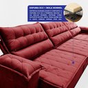 Ver imagem 4 de Sofá Retrátil e Reclinável 3,60m com Molas e Espuma D33 Thunder Velusoft Vermelho Cama Inbox
