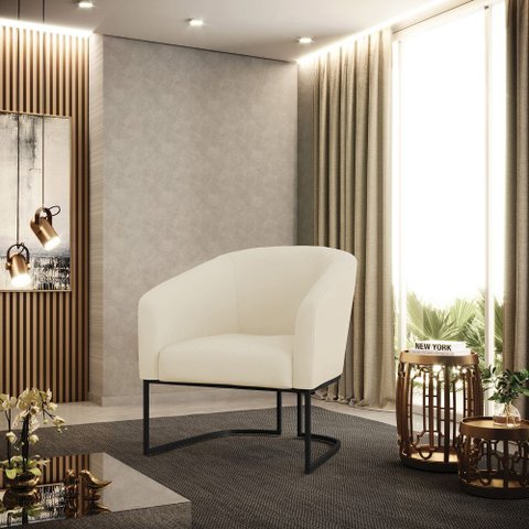 Poltrona Sala Decorativa Stella Base Industrial Preta Veludo Cotelê D03 - D’Rossi
