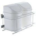 Ver imagem 1 de Lixeira Dupla 12 Litros Com Suporte E Corrediça Telescópica - Branca