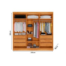 Guarda Roupa Casal 6 Portas (4 Ripadas e 2 C/ Espelho) e 6 Gavetas Oxford Off White - Europa - 2