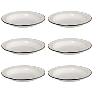 Kit com 06 Unidades Prato Esmaltado 22/500ml Branco Ewel