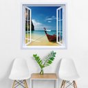 Ver imagem 1 de Adesivo de Parede - Janela Canoa Beira Mar