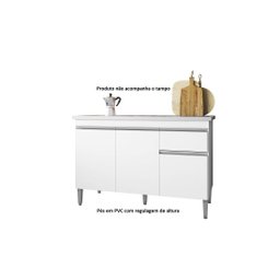 Balcão de Pia Cozinha Tatiane 120 cm Branco 1999 Sem Tampo AJL Móveis - 2