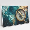 Ver imagem 2 de Quadro Decorativo a Bussola e o Mapa em Tela Canvas Tacolado Moldura Flutuante 4,5cm Branca 60 X 90c