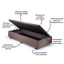 Ver imagem 4 de Cama Box Baú Solteirinho 78x188x42cm Suede com Pistão a Gás