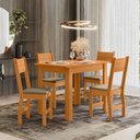 Ver imagem 1 de Conjunto Mesa Bellagio 108cm 4 Cadeiras Milano Sala Jantar Estofadas Courvin MDP - Freijó