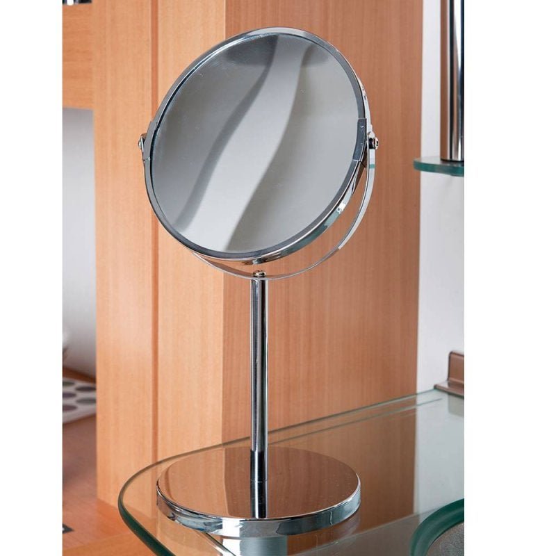Espelho de Aumento Giratório Dupla Face Inox Ideal Barbear Maquiagem - MR8 8481 - 5