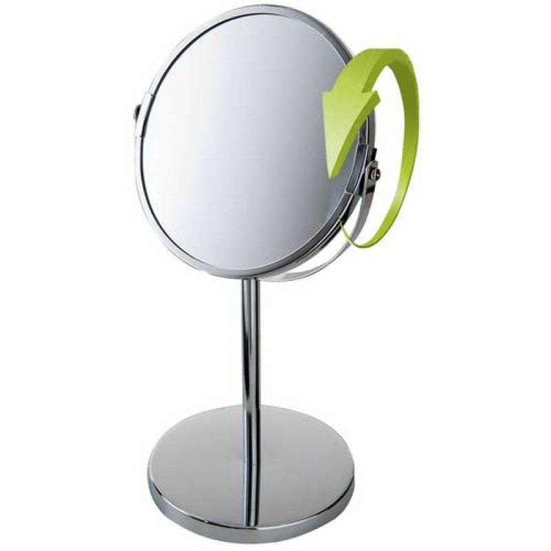 Espelho de Aumento Giratório Dupla Face Inox Ideal Barbear Maquiagem - MR8 8481