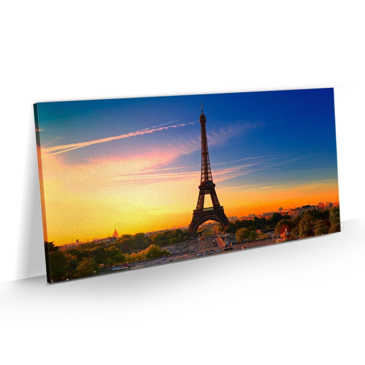 Quadro Paris Torre Eiffel Paisagem Pôr do Sol Tela 100x50 - 1