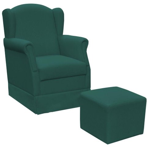 Poltrona de Amamentação com Balanço e Puff Elisa P02 Suede - Lyam Decor