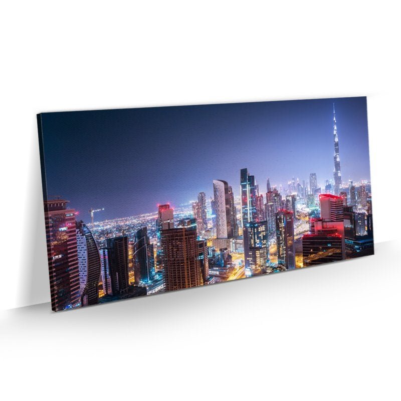 Quadro Prédios Vista Noturna Dubai Decorativo 100x50 - 1