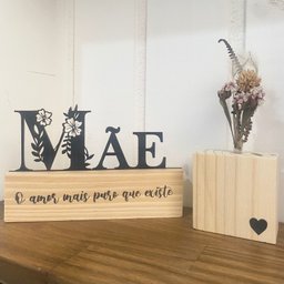 Kit Plaquinha Mãe Afetiva e Cubo com Buque. Decoração Di Das Mães. Presente Dia Das Mães - 1
