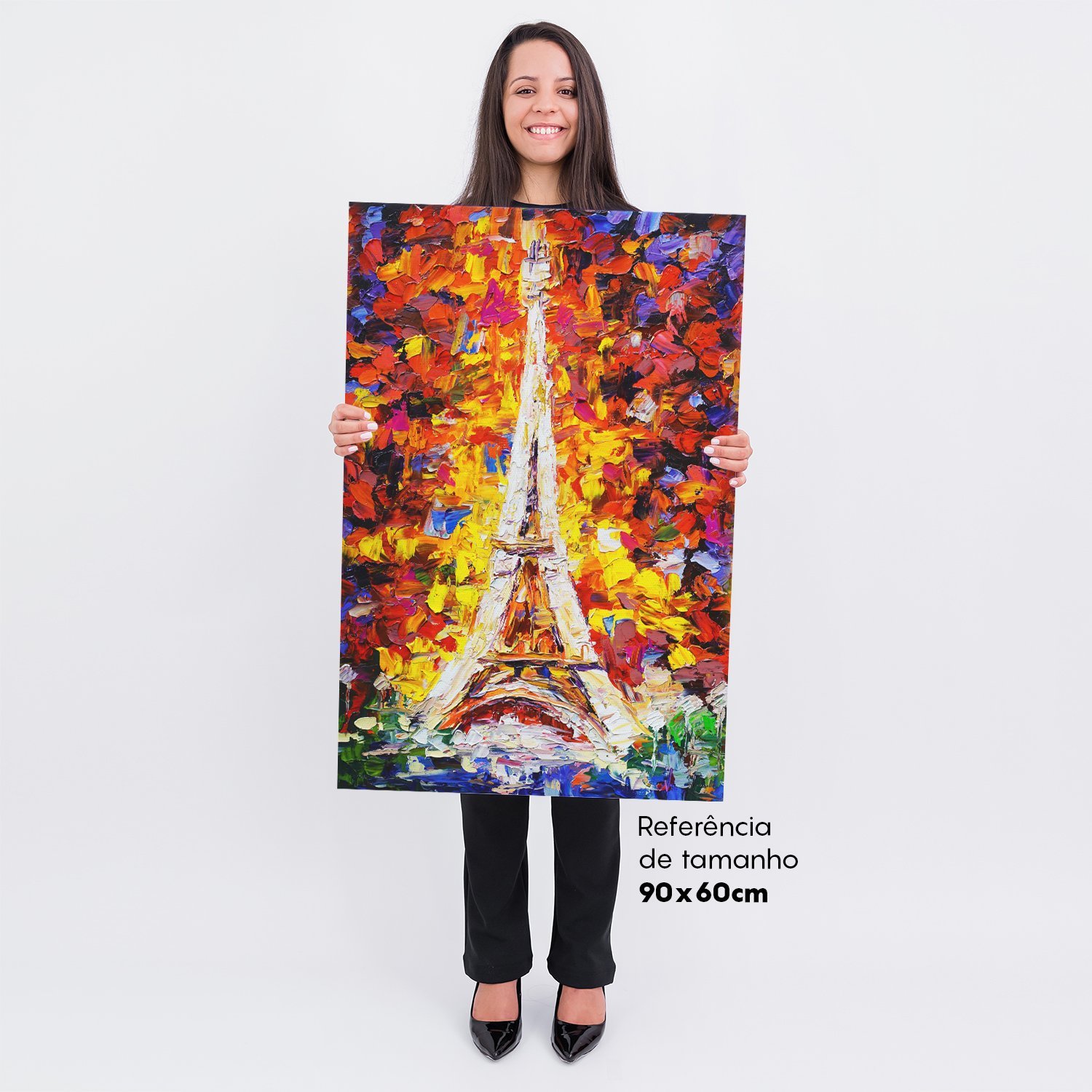 Quadro Torre Eiffel Tintas Colorido Grande Decorativo 100x50 - 2