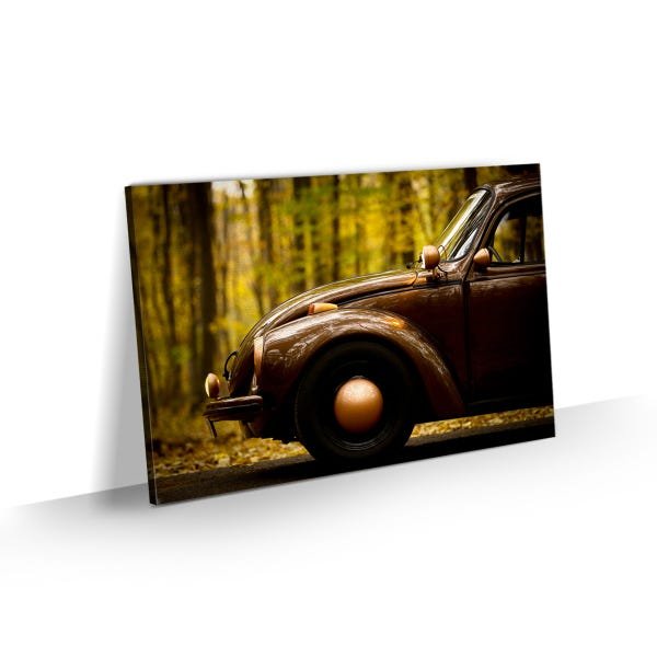 Quadro Grande Carro Fusca Marrom Vintage Retro Decor 90x60 - 1