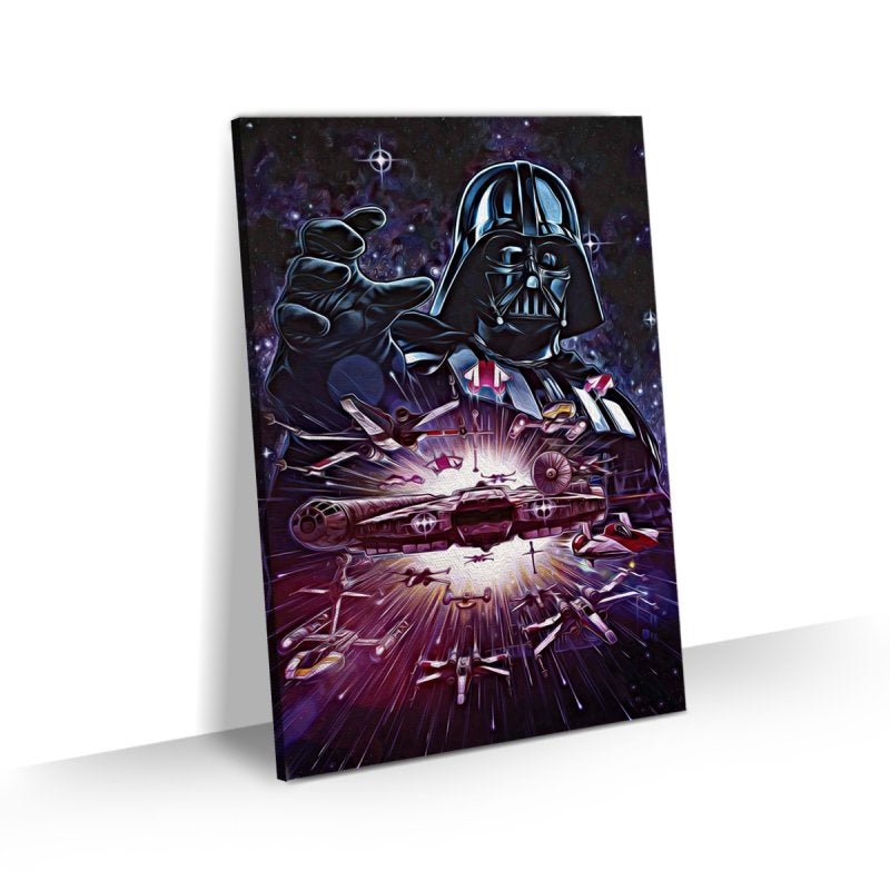 Quadro Grande Star Wars Darh Vader Naves Tela Tecido 90x60 - 1