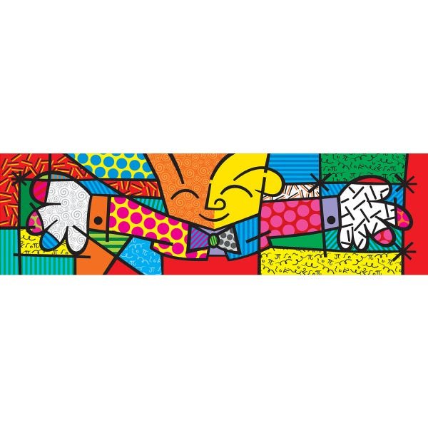 Quadro Romero Britto Releitura O Abraço Tela Tecido 100x25 - 1