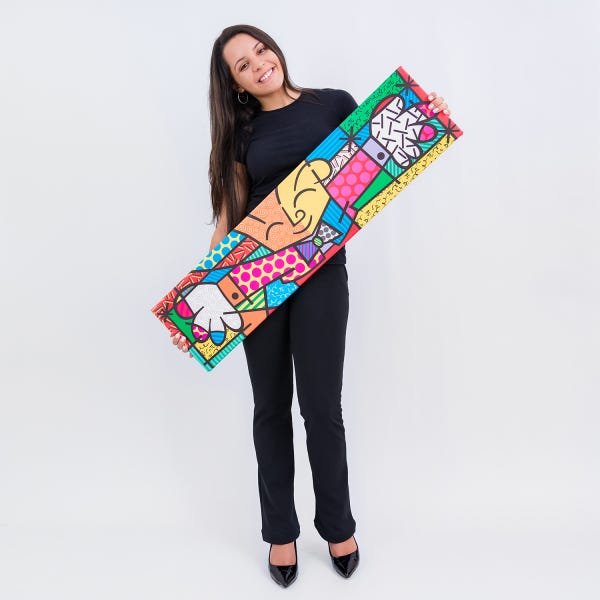 Quadro Romero Britto Releitura O Abraço Tela Tecido 100x25 - 2