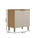 Ver imagem 3 de Balcão de Cozinha 80 Cm Selene 2 Portas 100% Mdf Jequitibá/off White Fosco - Linea Brasil