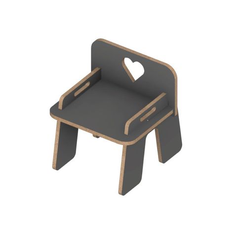Cadeira Infantil Mdf 15mm Premium com Encosto Coração:cinza