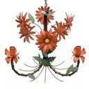 Ver imagem 4 de Luminária de Teto Artesanal para Sala de Jantar com Flores 03 Bocas - Laranja
