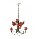 Ver imagem 1 de Luminária de Teto Artesanal para Sala de Jantar com Flores 03 Bocas - Vermelho Escuro
