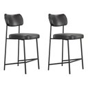 Ver imagem 1 de Kit 02 Banquetas Médias para Cozinha Lila Estofada com Encosto Couríssimo Preto - Desk Design