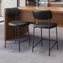 Ver imagem 2 de Kit 02 Banquetas Médias para Cozinha Lila Estofada com Encosto Couríssimo Preto - Desk Design