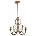 Ver imagem 2 de Lustre de Ferro Artesanal para Sala Moderna Cor Verniz 04 Bocais - Dourado