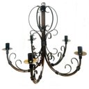Ver imagem 1 de Lustre de Ferro Artesanal para Sala Moderna Verniz 5 Bocais Rustico