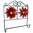 Ver imagem 1 de Suporte de Ferro para Toalhas com Flores Vermelhas Artesanal Rústico