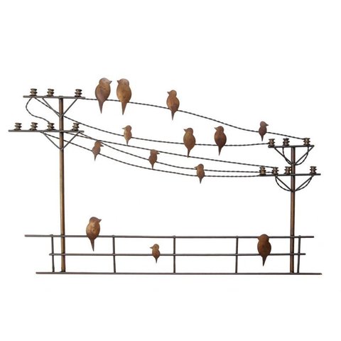 Painel Decorativo para Sala de Jantar de Ferro Rustico Artesanal com Passaros