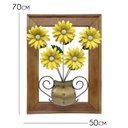 Ver imagem 2 de Quadro Rústico de Ferro e Madeira de Demolição Artesanal para Sala Margaridas Amarelas