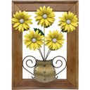 Ver imagem 1 de Quadro Rústico de Ferro e Madeira de Demolição Artesanal para Sala Margaridas Amarelas