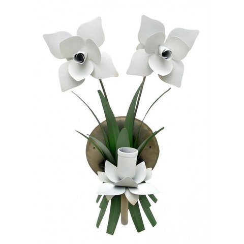 Arandela de Parede Artesanal para Quarto com Flores de Ferro Rustica - Branco