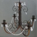Ver imagem 1 de Lustre de Ferro e Cristal para Sala de Jantar Rustico Envelhecido 04 Bocas