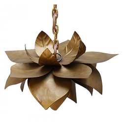 Luminária de Flor Pendente Simples para Varanda em Ferro Artesanal Rustico - Verniz - 3