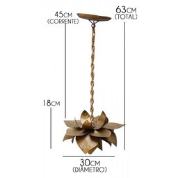 Luminária de Flor Pendente Simples para Varanda em Ferro Artesanal Rustico - Verniz - 2
