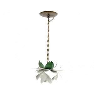 Luminária de Ferro Pendente para Quarto de Artesanal 01 Bocal Flor - Branco