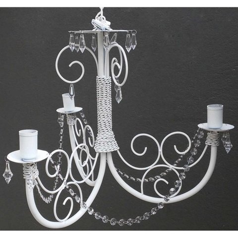 Lustre Provençal com Cristal Candelabro Artesanal Rustico de Ferro