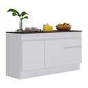 Ver imagem 1 de Balcão Cozinha Gabinete Pia 150 Cm 3 Portas 1 Gaveta Branco