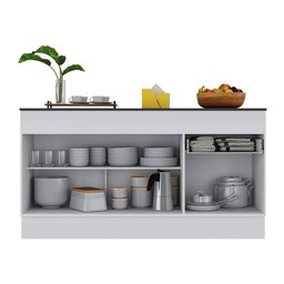 Balcão Cozinha Gabinete Pia 150 Cm 3 Portas 1 Gaveta Branco - 3