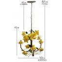 Ver imagem 2 de Lustre Artesanal para Varanda Rustico de Ferro com Flores 03 Bocas - Amarelo