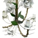 Ver imagem 3 de Lustre Artesanal para Varanda Rustico de Ferro com Flores 03 Bocas - Branco & Verniz