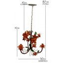 Ver imagem 2 de Lustre Artesanal para Varanda Rustico de Ferro com Flores 03 Bocas - Laranja