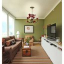 Ver imagem 4 de Lustre Artesanal para Varanda Rustico de Ferro com Flores 03 Bocas - Verniz
