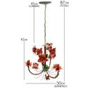 Ver imagem 2 de Lustre Artesanal para Varanda Rustico de Ferro com Flores 03 Bocas - Vermelho Escuro