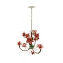 Ver imagem 6 de Lustre Artesanal para Varanda Rustico de Ferro com Flores 03 Bocas - Vermelho Escuro