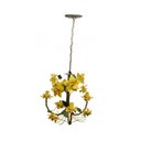 Ver imagem 1 de Lustre Artesanal para Sala de Jantar 03 Bocais Flores de Ferro - Amarelo